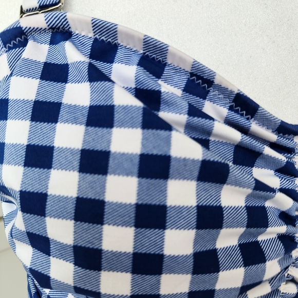 Rey Swimwear Elizabeth In Gingham Tankini Top Blue White Checkered Large - Picture 8 of 14